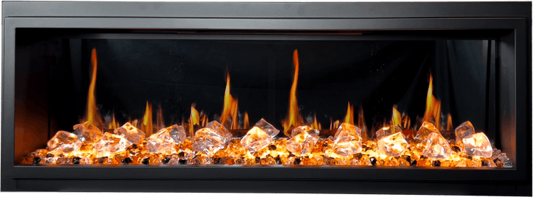 Black Trim Built-in with Crystals log - ZopaFlame Fireplaces