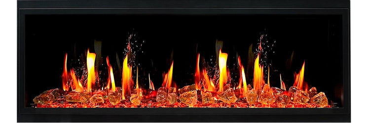 Black Trim Built-in with Glass log - ZopaFlame Fireplaces