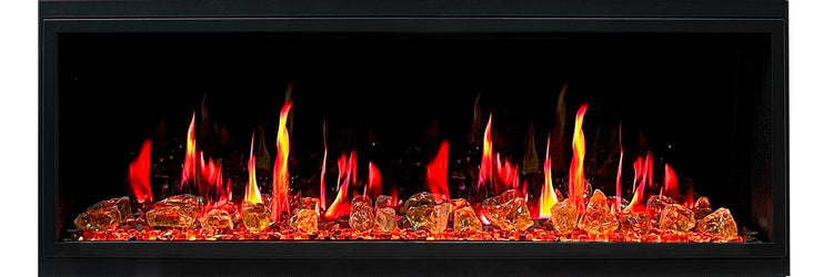 Black Trim Built-in with Pebbles - ZopaFlame Fireplaces