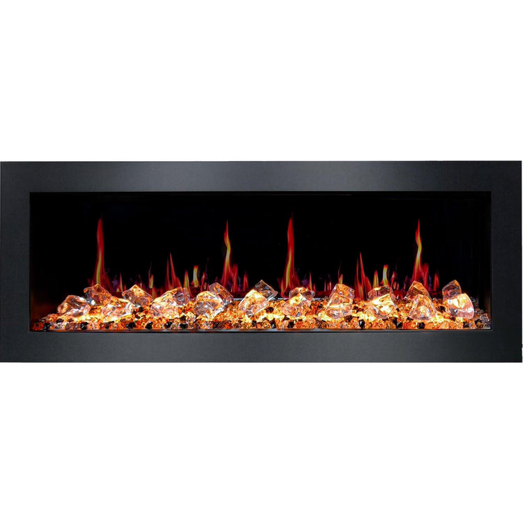 Black Trim Wall-mount with Crystals log - ZopaFlame Fireplaces