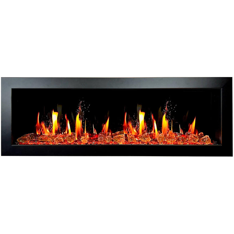 Black Trim Wall mount with Glass log - ZopaFlame Fireplaces