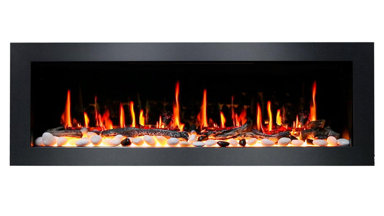 Black Trim Wall mount with Pebbles - ZopaFlame Fireplaces