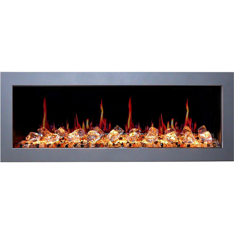 Silver Trim Wall mount with Crystals - ZopaFlame Fireplaces