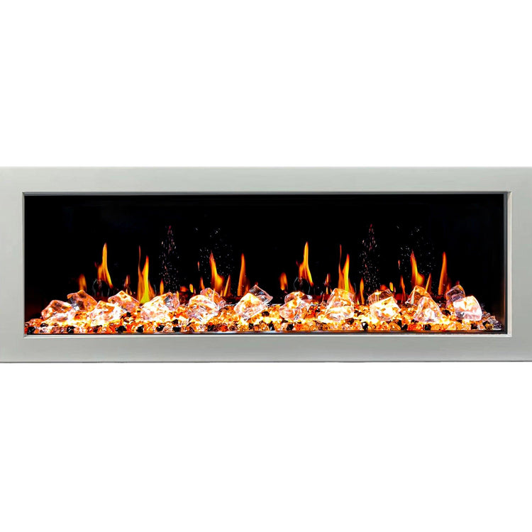 White Trim Wall mount with Crystals - ZopaFlame Fireplaces