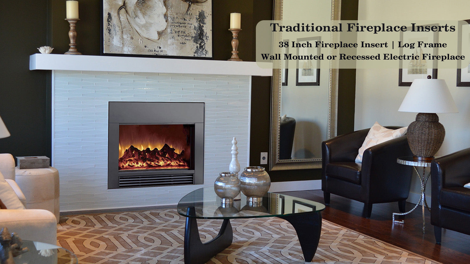 Zopaflame 38 inch traditional fireplace insert for livingroom