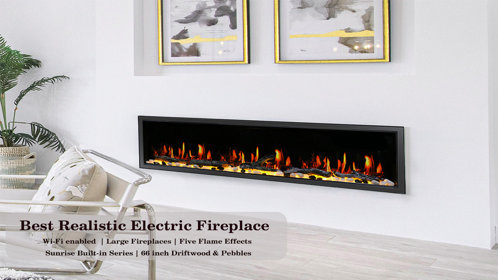 Zopflame 66 inch built-in linear electric fireplace for living room