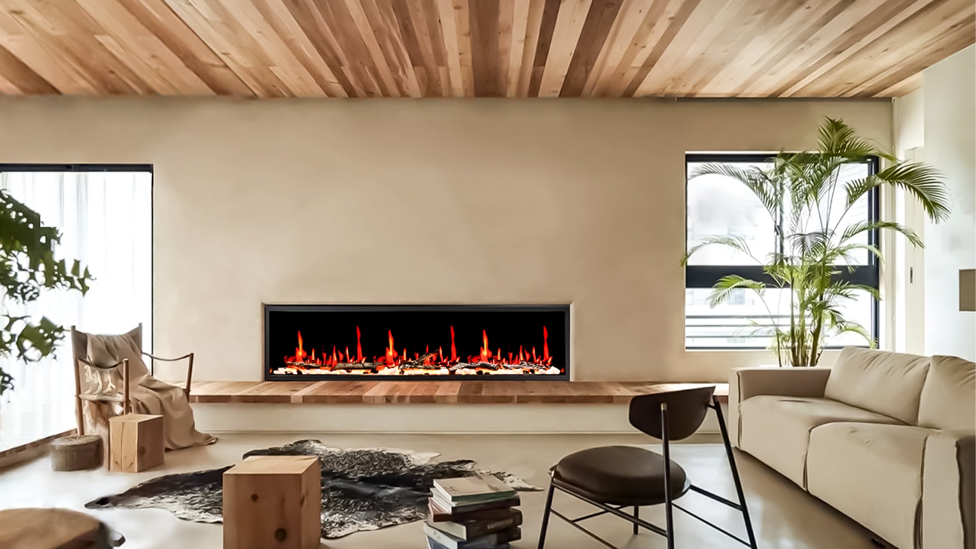 Zopflame 76 inch built-in linear electric fireplace for living room