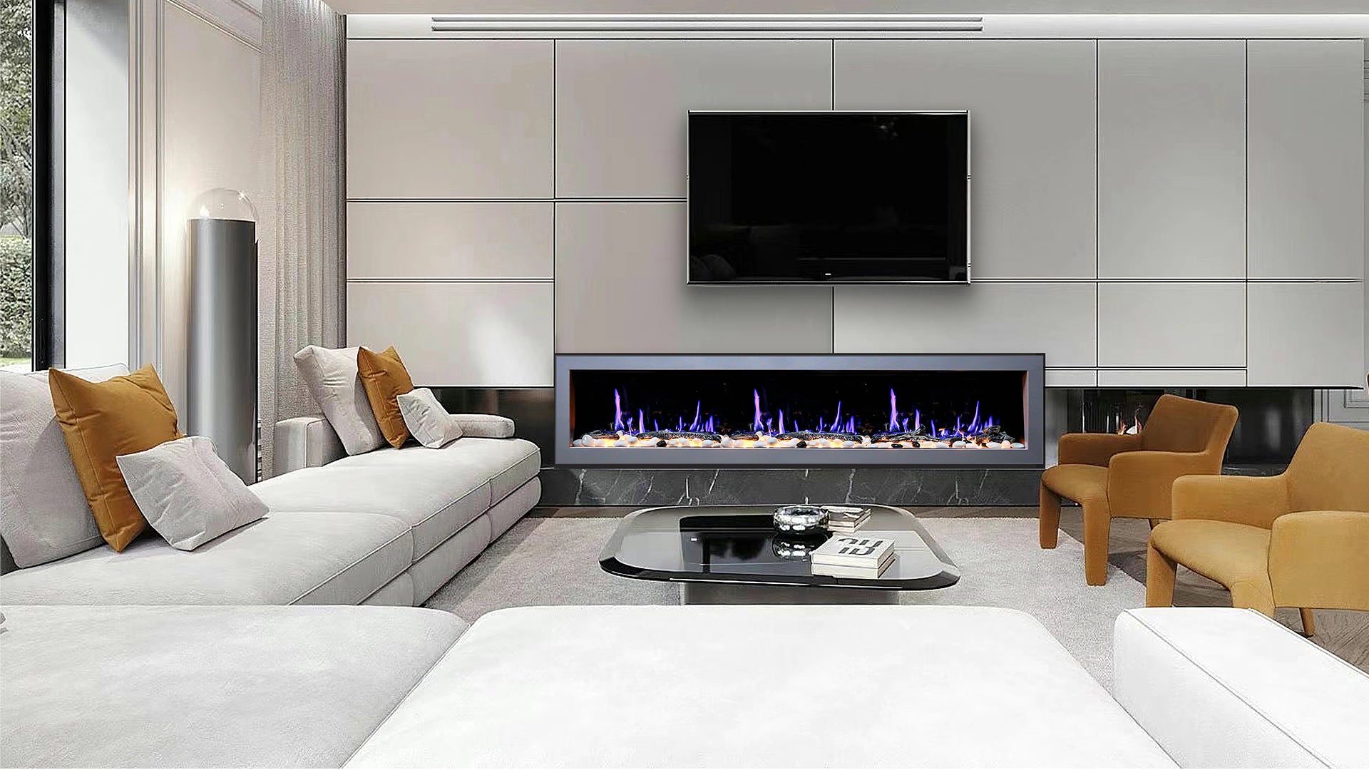 Linear Wall Mount Electric Fireplace livingroom
