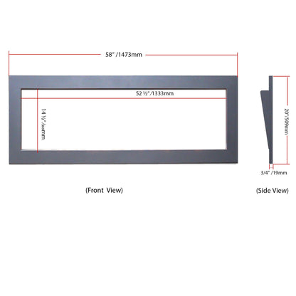 Zopaflame 58-in Electric Fireplace Silver Grey Trim Kit Dimensions