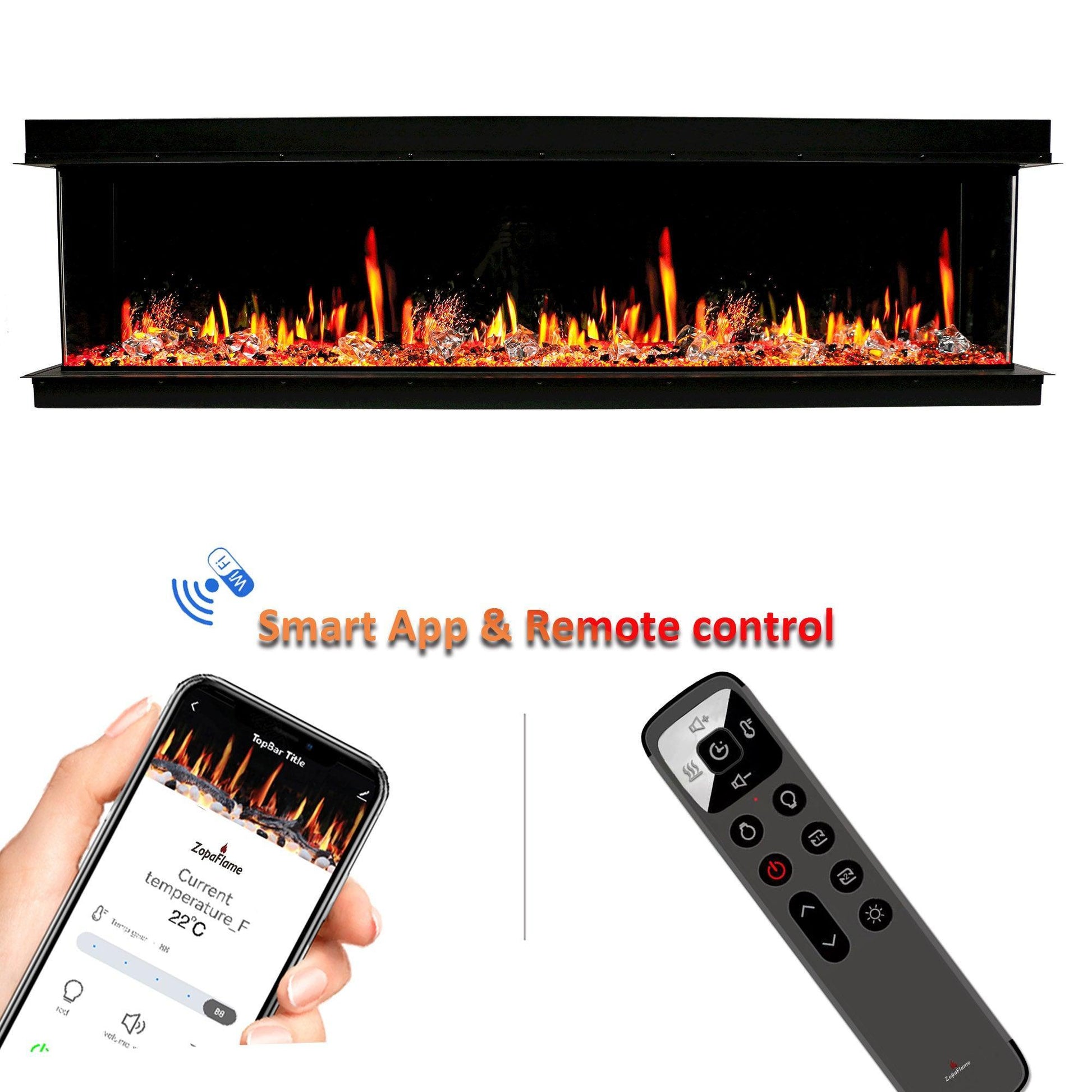 TriStar Three Side 60Inch Linear Smart Electric Fireplace - BC19600V - ZopaFlame Fireplaces