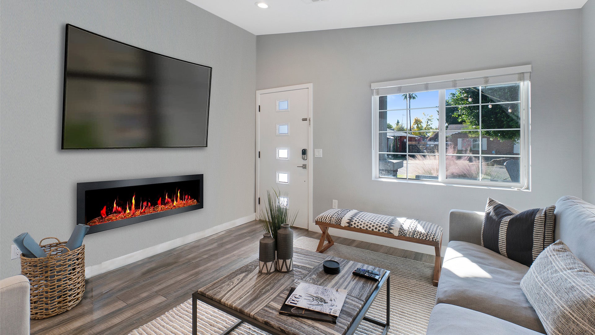 Cargar video: Wall Mount electric fireplace video