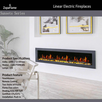 ZopaFlame™ 47" Linear Wall-mount Electric Fireplace - BP17488X - ZopaFlame Fireplaces