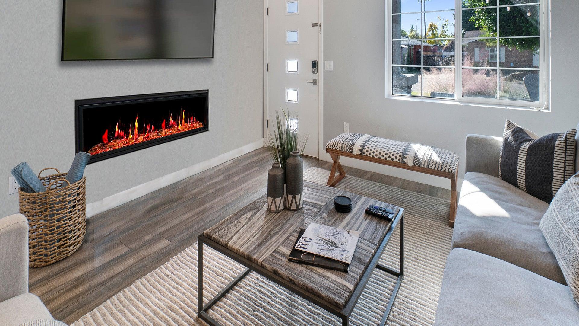 ZopaFlame™ 56" Linear Built-in Electric Fireplace - BG19555V - ZopaFlame Fireplaces