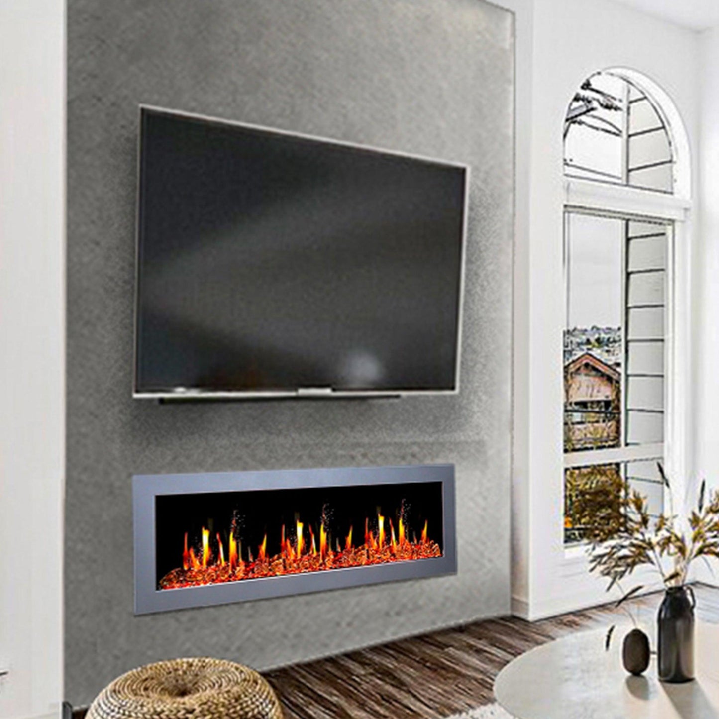 ZopaFlame™ 58" Linear Wall-mount Electric Fireplace - SG19588V - ZopaFlame Fireplaces