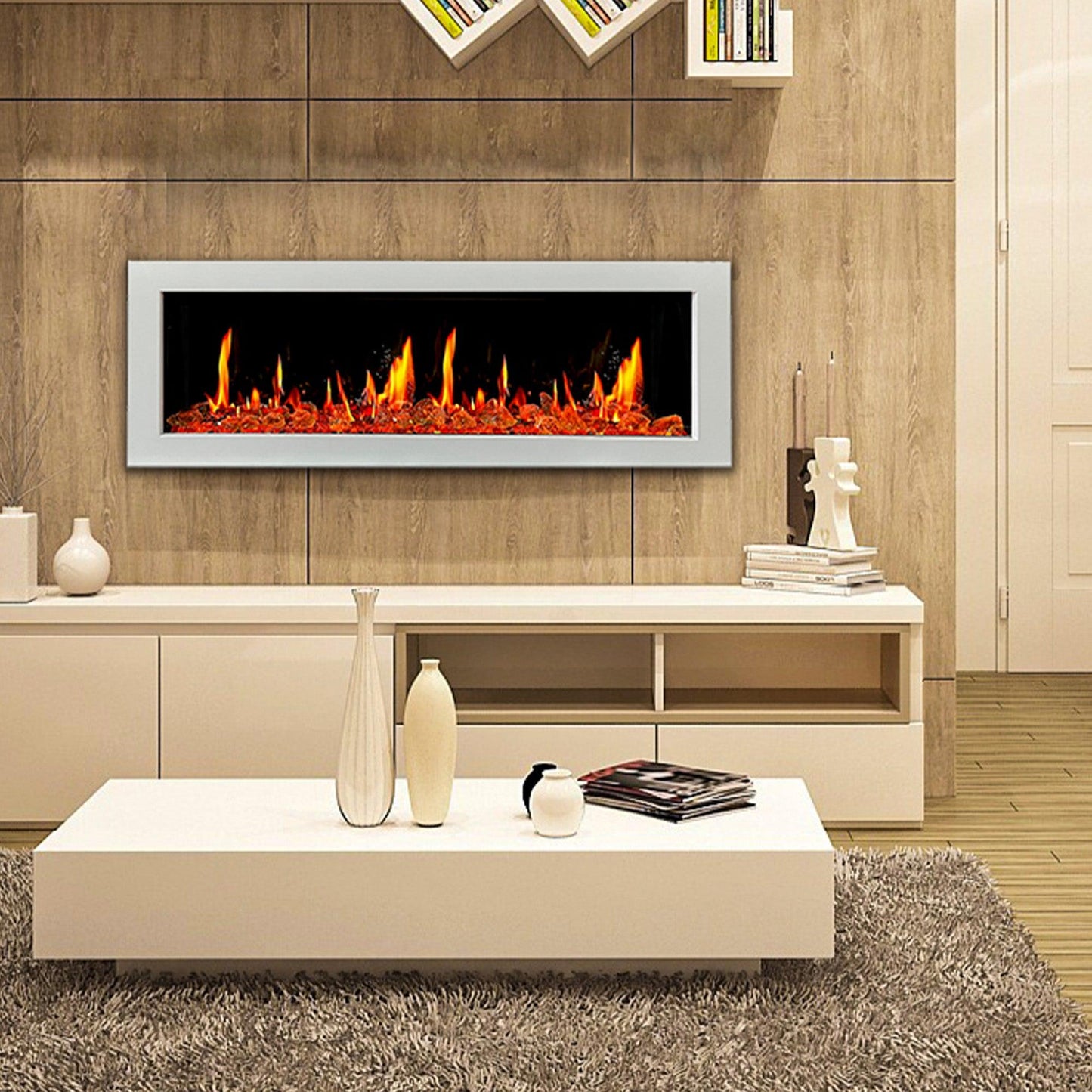 ZopaFlame™ 58" Linear Wall-mount Electric Fireplace - WG19588V - ZopaFlame Fireplaces