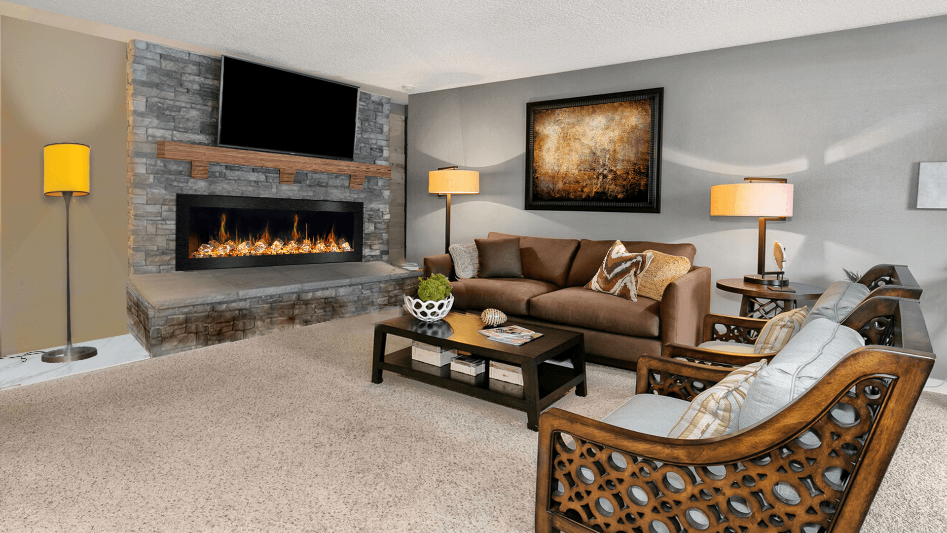 ZopaFlame™ 67" Linear Wall-mount Electric Fireplace - BC17688X - ZopaFlame Fireplaces