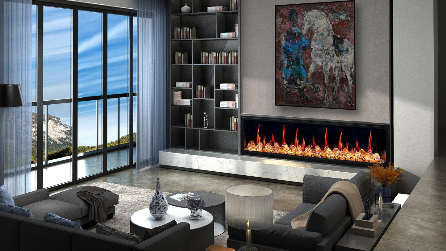 ZopaFlame™ 76" Linear Built-in Electric Fireplace - BC19755V - ZopaFlame Fireplaces